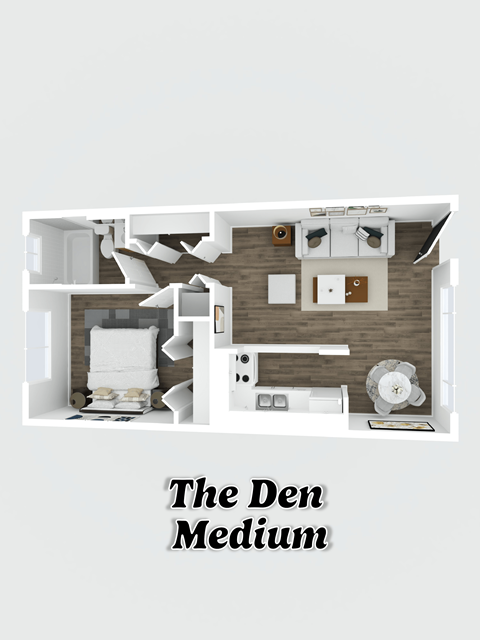 Floor plan for 1 bed, 1 bath, 530 sqft
